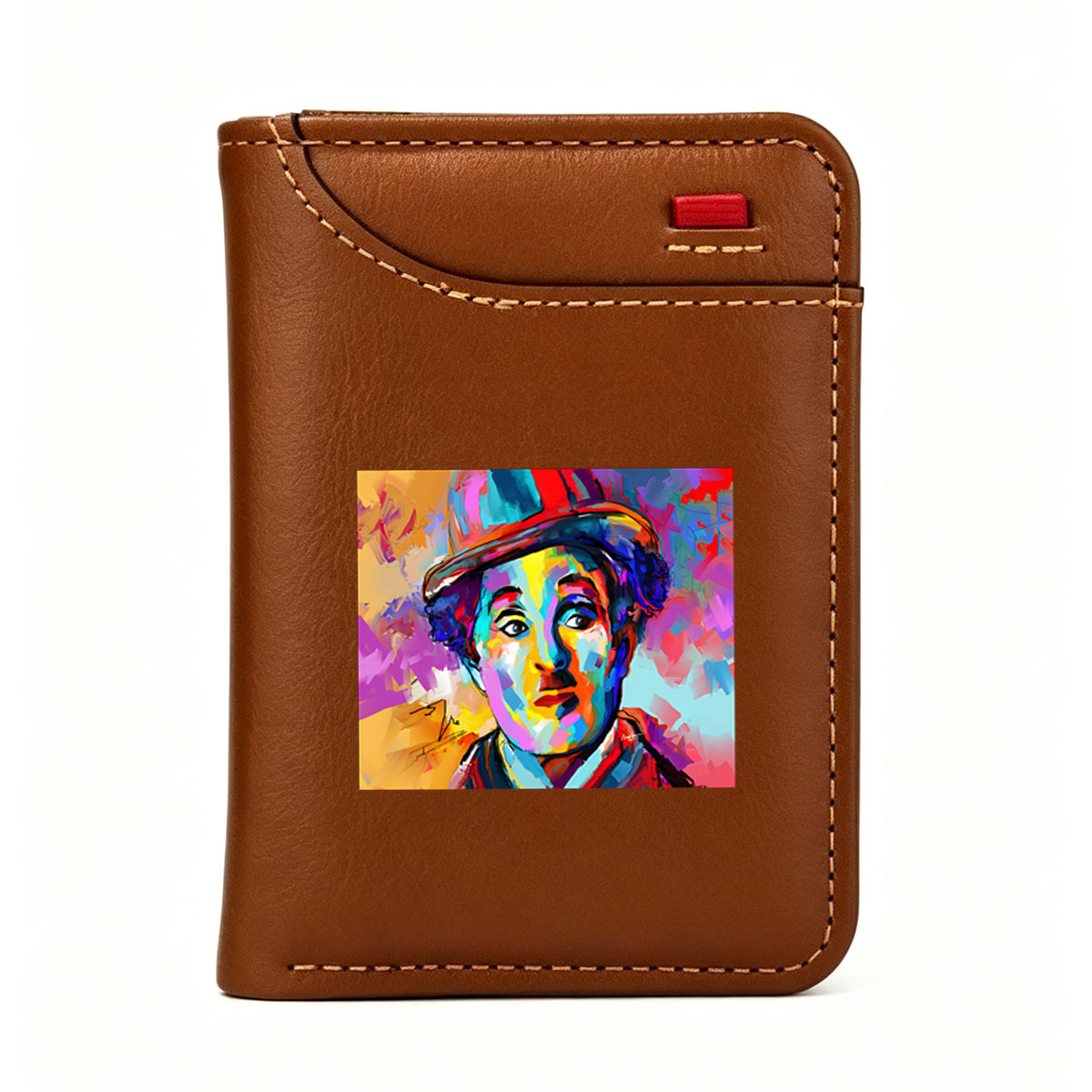 Colorful Portrait of a Man in a Hat - Vertical Style Wallet