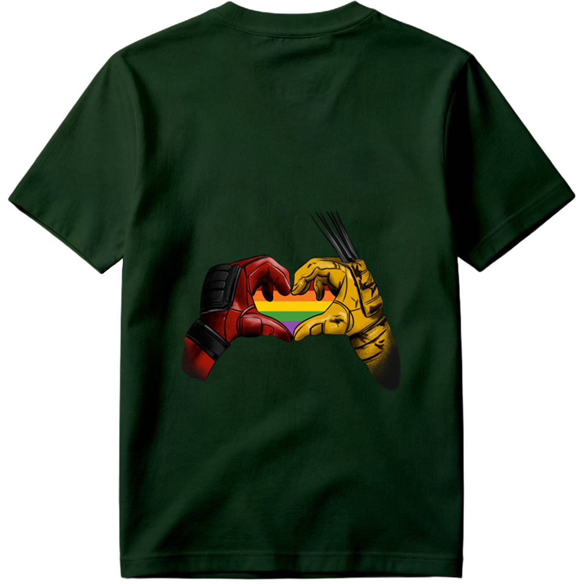 Deadpool and Wolverine Form a Rainbow Heart - Tee