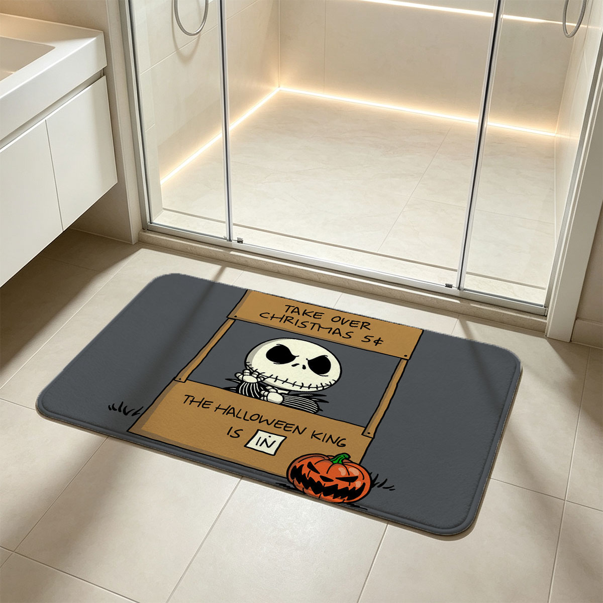 Jack Skellington Takes Over Christmas for 5￠ – The Halloween King is In - Flannel floor mat