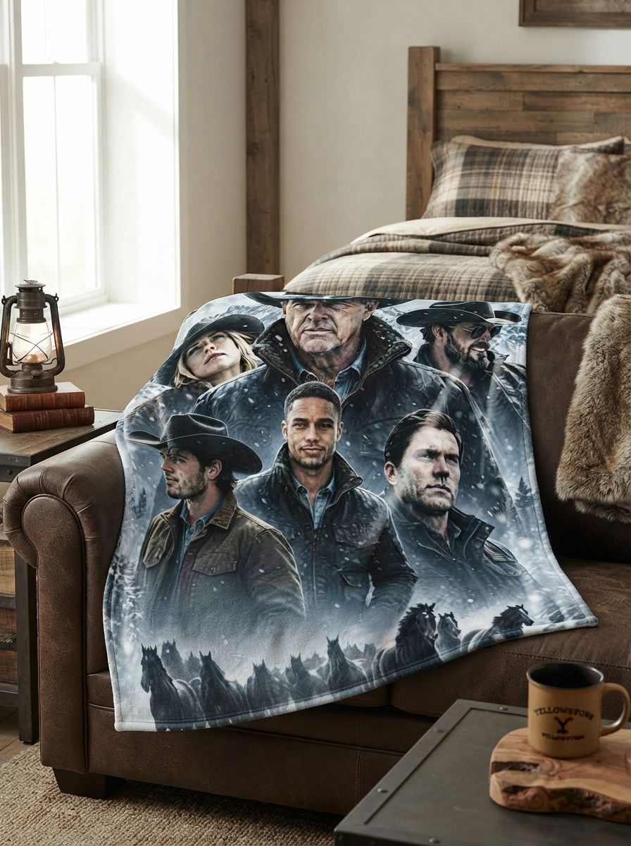 Custom Photo Western Ranchers Flannel Fleece Throw Blanket Ultra Soft Plush Personalized Gift for Bed Couch