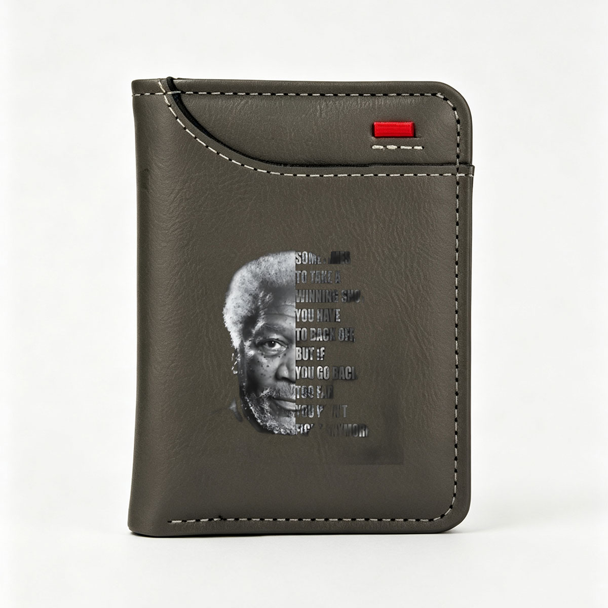 Morgan Freeman Quote on Strategy and Balance - Vertical Style Wallet