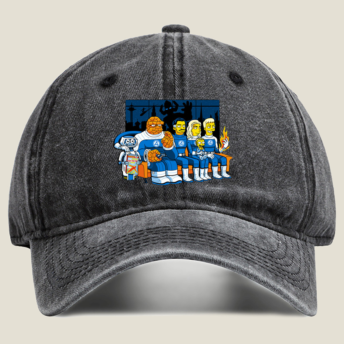 The Simpsons Meet the Fantastic Four - Washed Denim - Baseball Cap