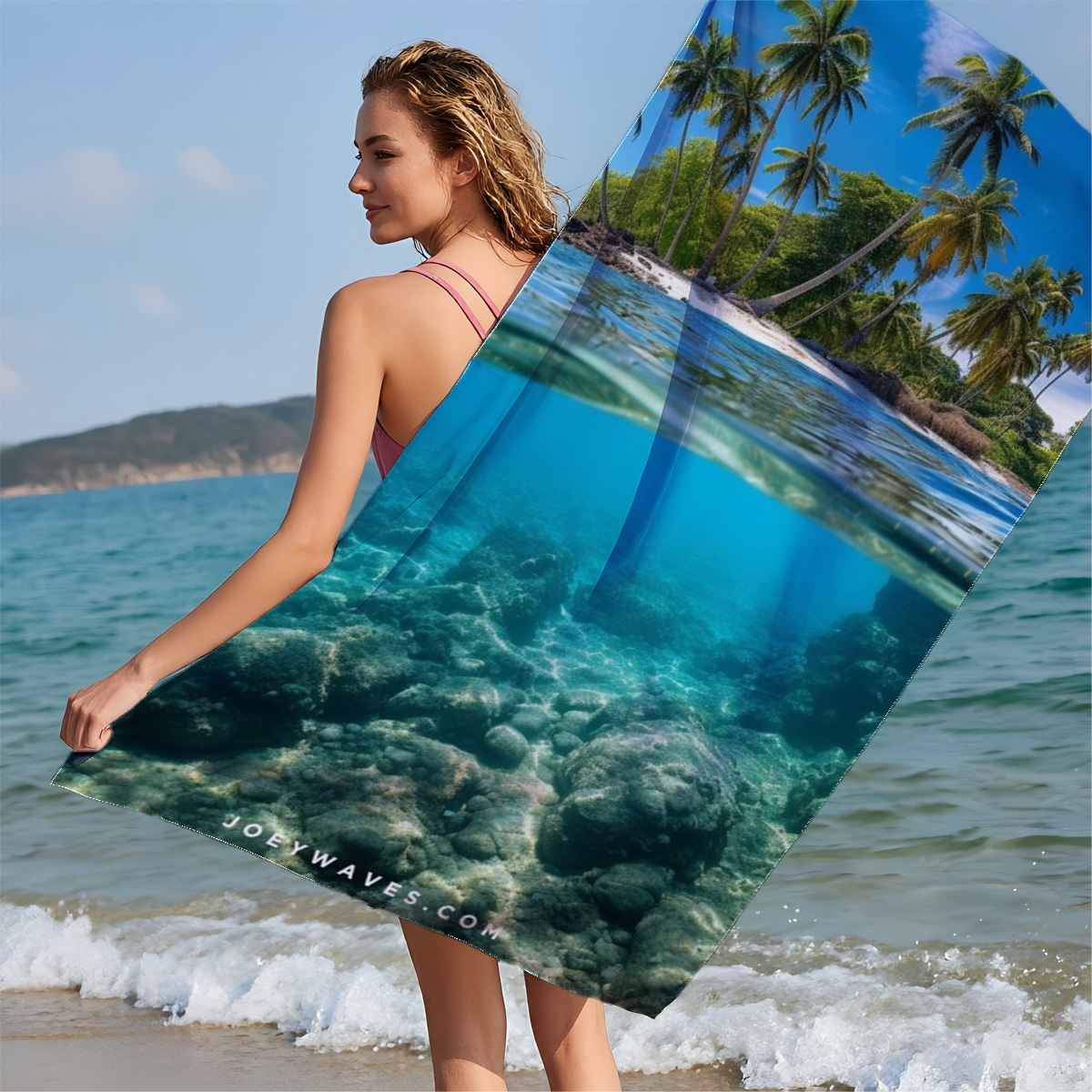 Tropical Island with Palm Trees and Crystal Clear Waters - Beach towels