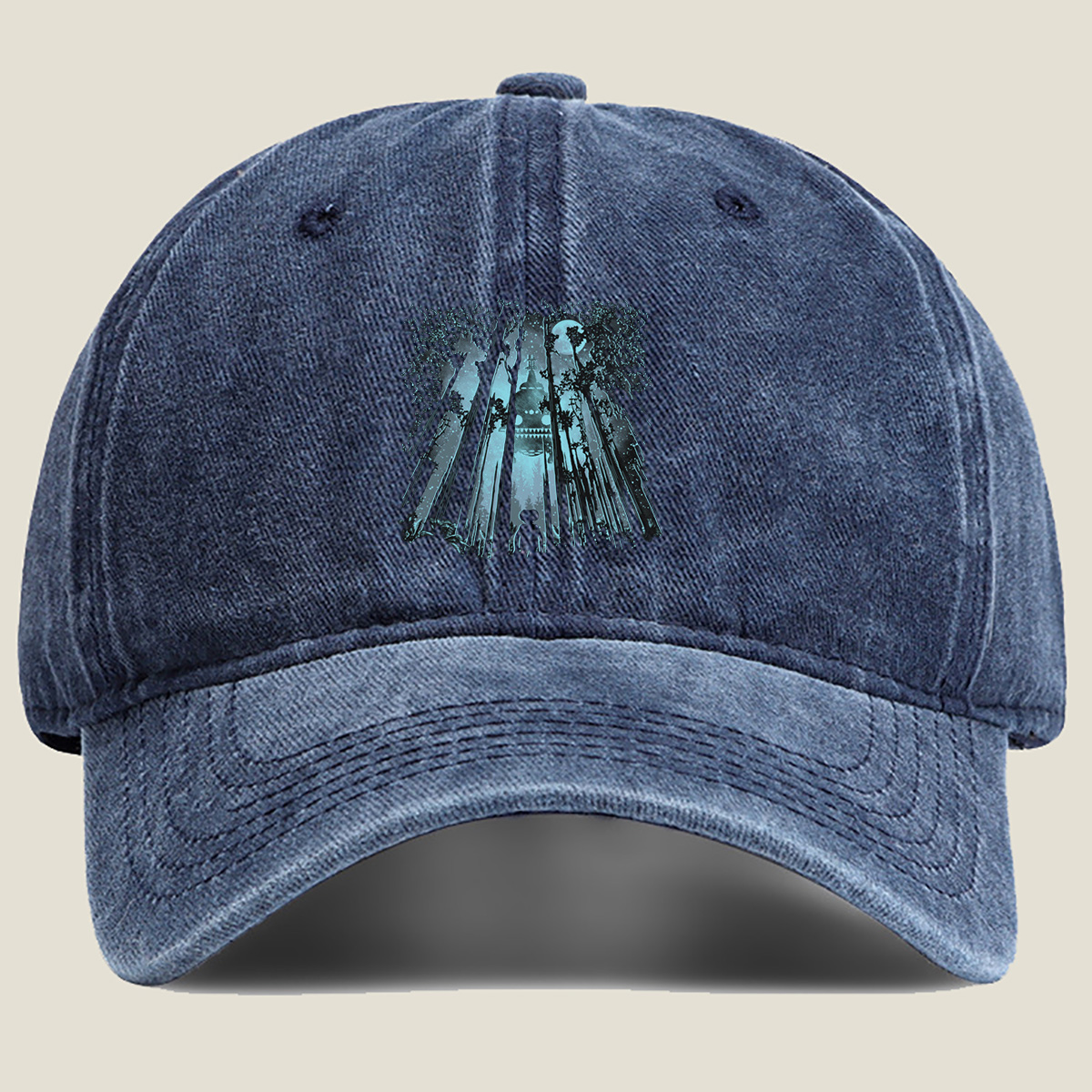 Tales of the Forest: The Child and the Moonlit Tower - Washed Denim - Baseball Cap