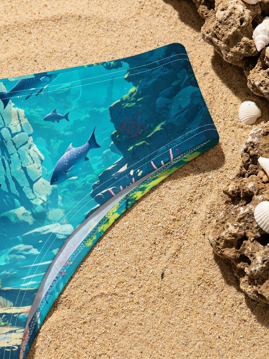 Underwater Paradise with Colorful Coral and Swimming Fish -  Men's swim trunks