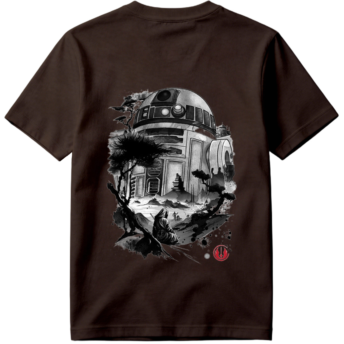 Star Wars: R2-D2 and Jedi in Serene Landscape - Tee