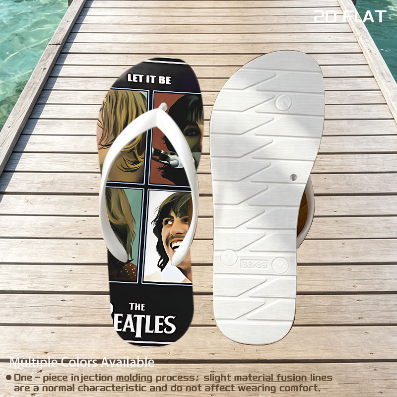 The Beatles - Let It Be Album Cover Featuring John Lennon, Paul McCartney, George Harrison, and Ringo Starr -  flip-flops