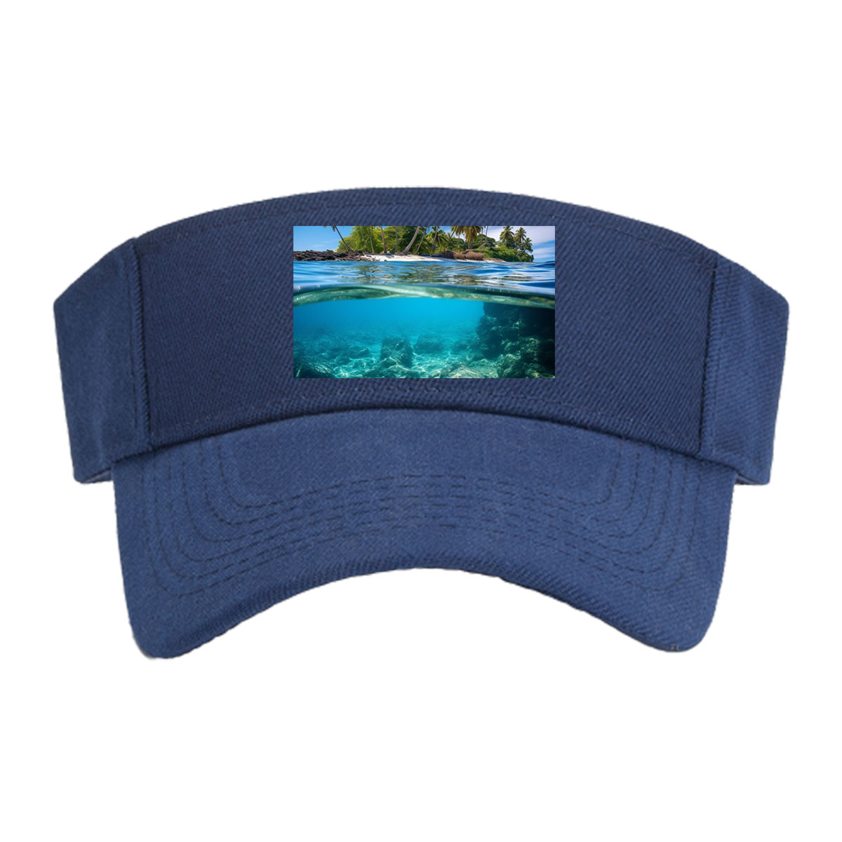 Tropical Island with Palm Trees and Crystal Clear Waters -  Visor cap