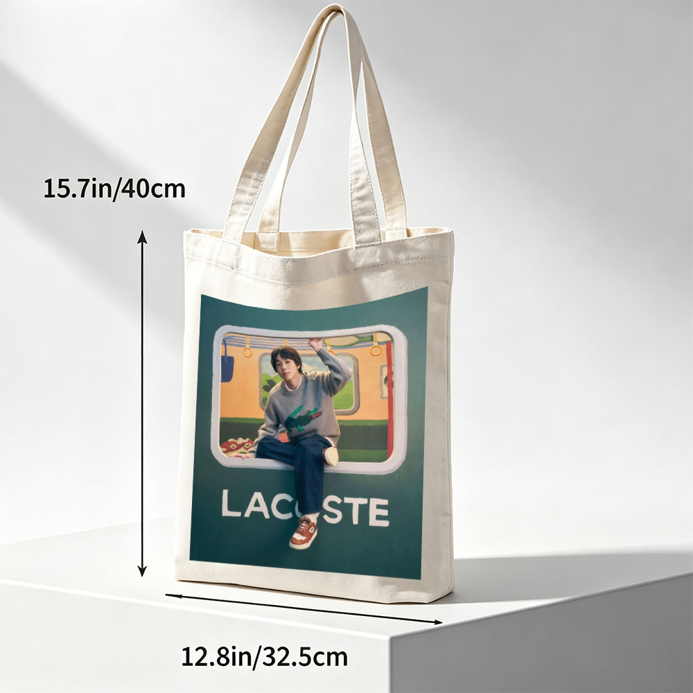 BTS Jungkook in a Vibrant Subway Scene Wearing Lacoste Fashion - Canvas tote bags