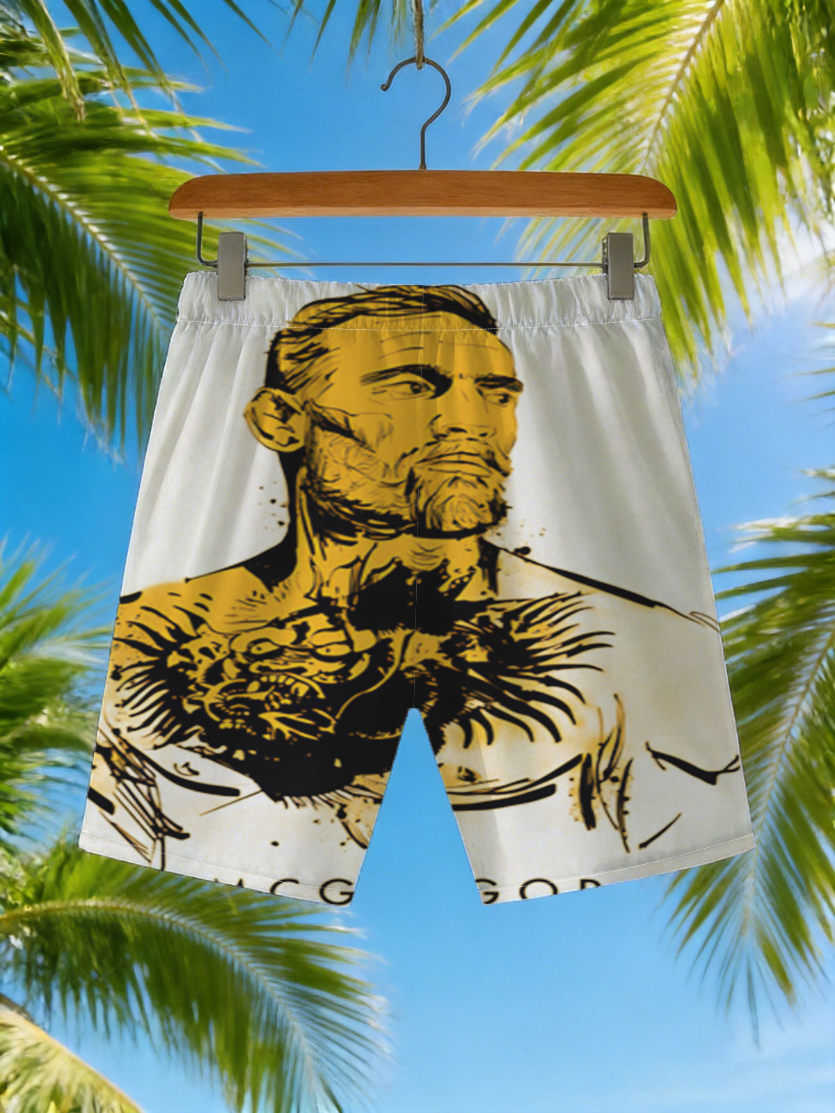 Conor McGregor: MMA Fighter Portrait with Dragon Tattoo -  Beach shorts