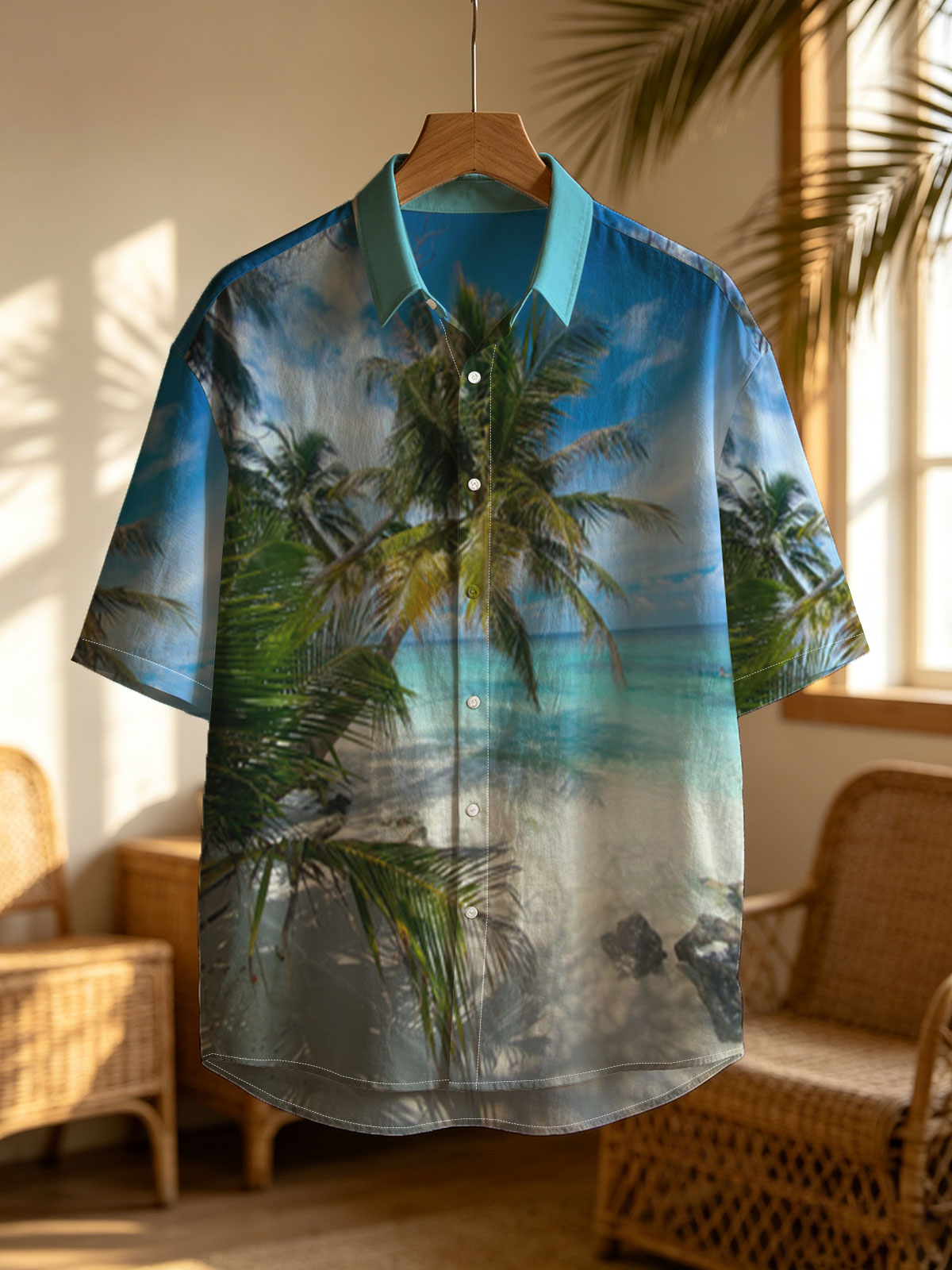 Tropical Beach with Palm Trees and Crystal Clear Water -  Shirt