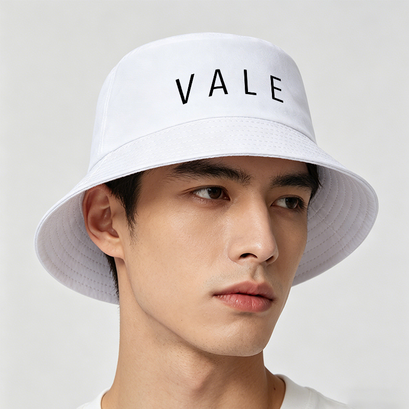 Unisex Bucket Hat with VALE Letter Print - Classic Cotton Fisherman Hat for Outdoor Activities, Travel, and Casual Wear - Perfect for Men and Women Seeking Stylish Sun Protection