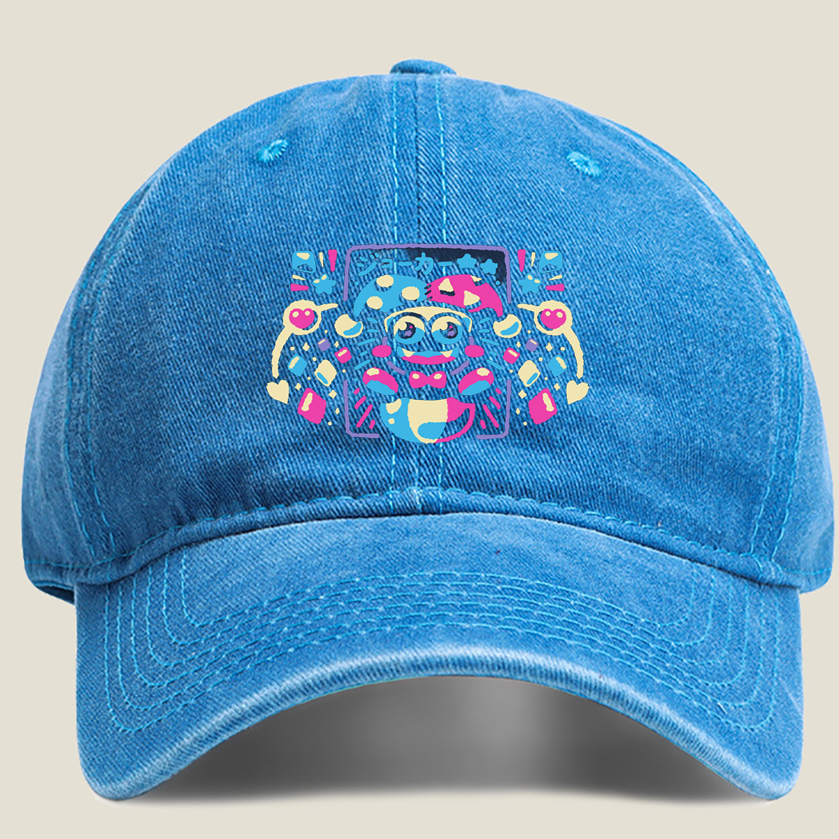 Joker Character Art Design - Washed Denim - Baseball Cap