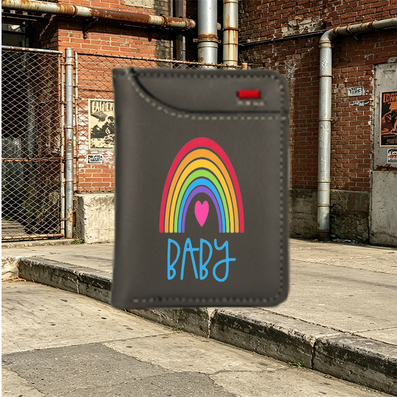 Unisex Vertical Wallet with Rainbow Heart and 