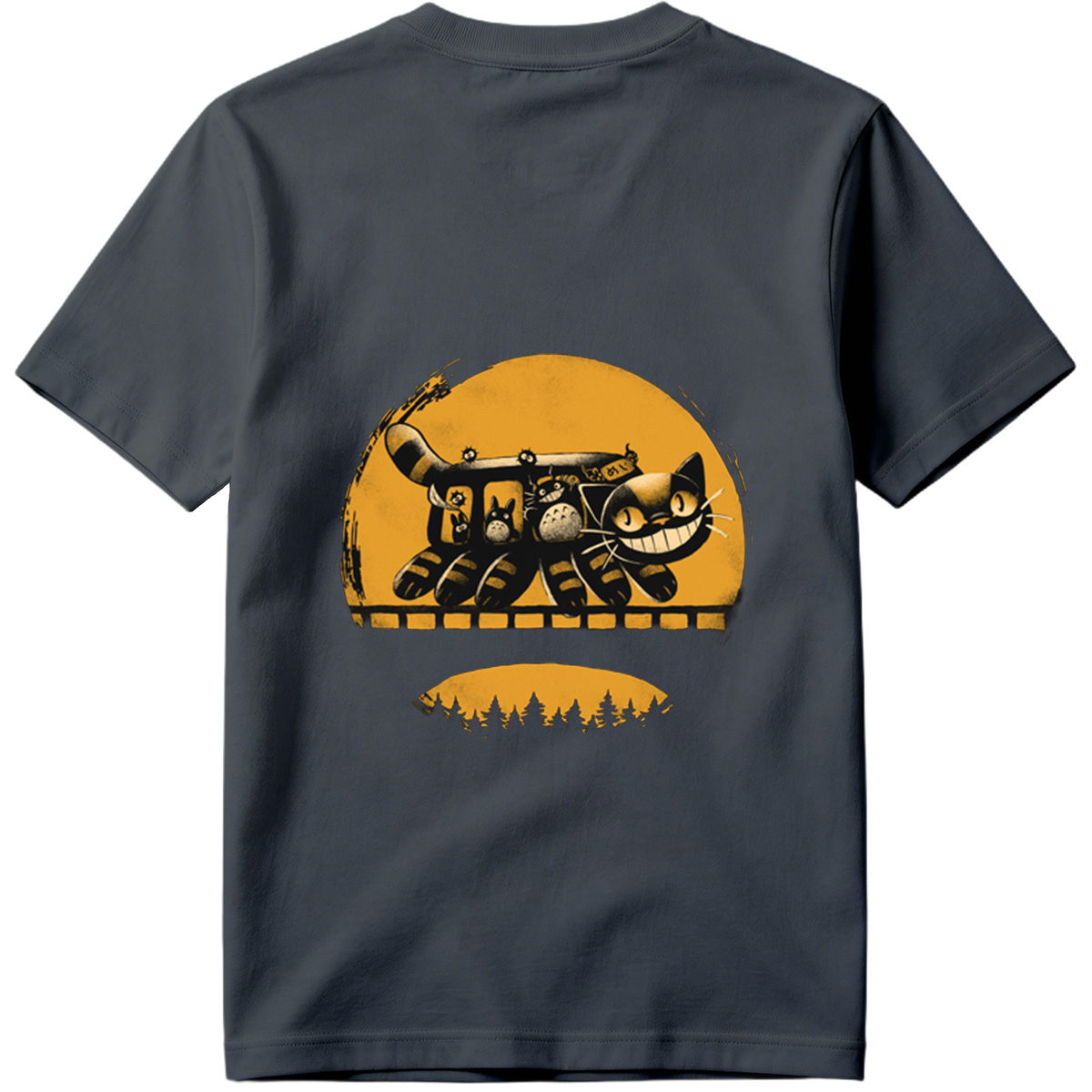 Catbus and Totoro on a Moonlit Journey - Tee