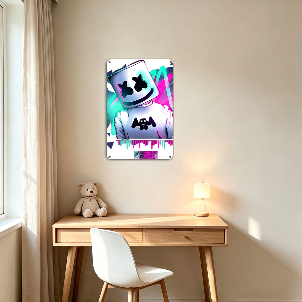 Marshmello DJ in Neon Glow with Music Visualizer - painting
