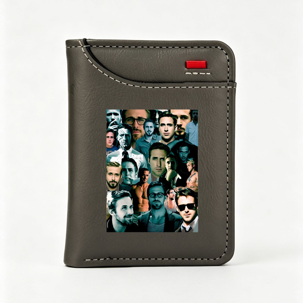 Ryan Gosling Collage: Multiple Portraits of the Actor in Various Roles and Styles - Vertical Style Wallet