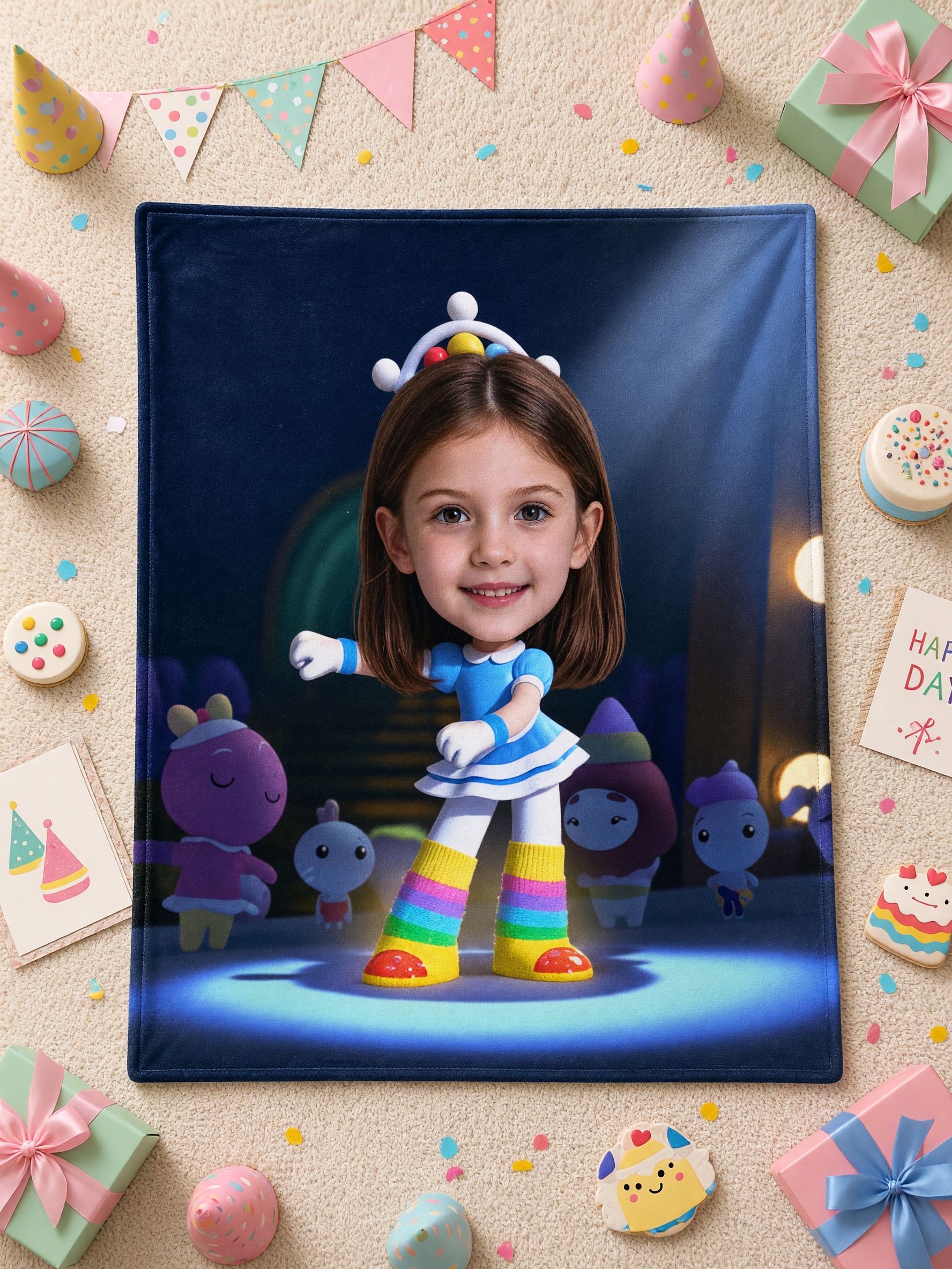 Custom Face Photo Blanket Personalized Flannel Fleece Throw Soft Cartoon Character Bedding Ideal Keepsake Gift