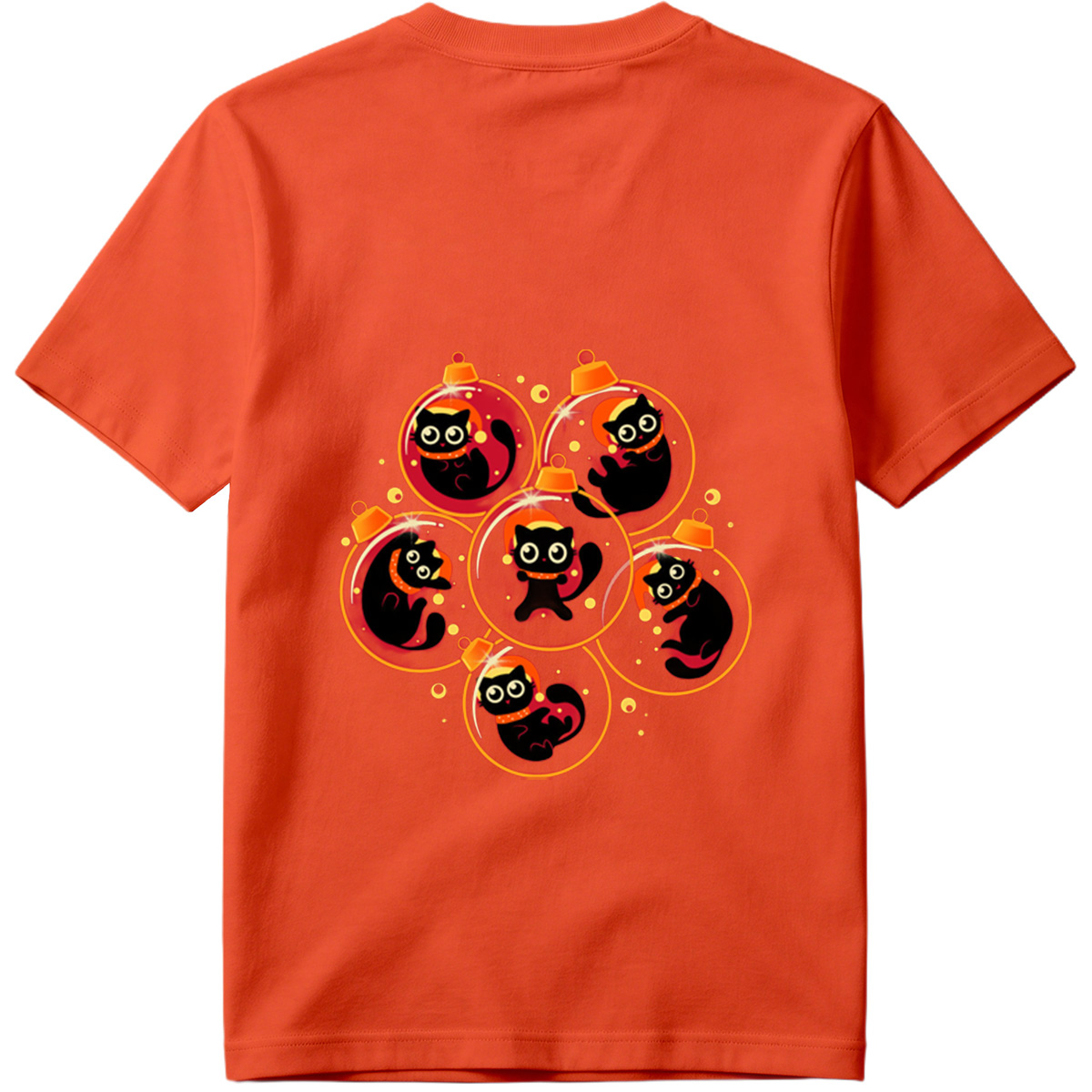 Black Cats in Christmas Ornaments - Tee