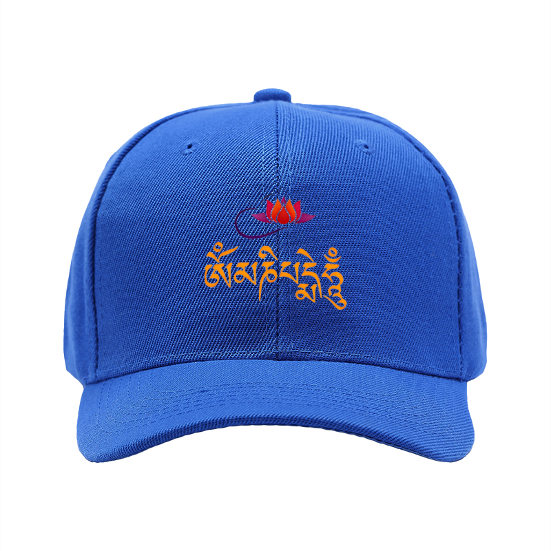 1pc New Baseball Cap with Lotus Flower and Tibetan Script Print Unisex Adjustable Hat for Outdoor Activities and Casual Wear Suitable for Adults and Teenagers
