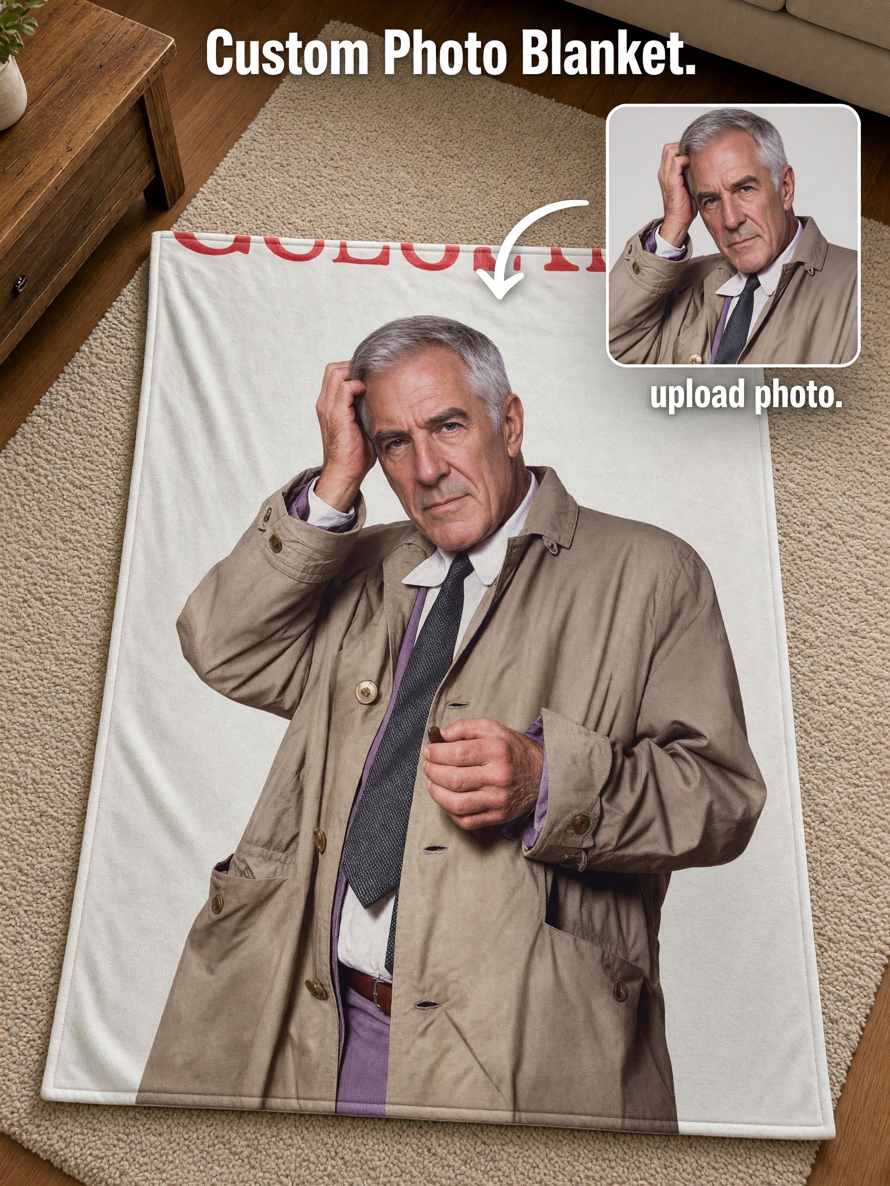 Custom Face Photo Blanket, Personalized Soft Flannel Fleece Throw, Cozy Anti-Pilling Bed Sofa Wrap, Unique Gift Idea