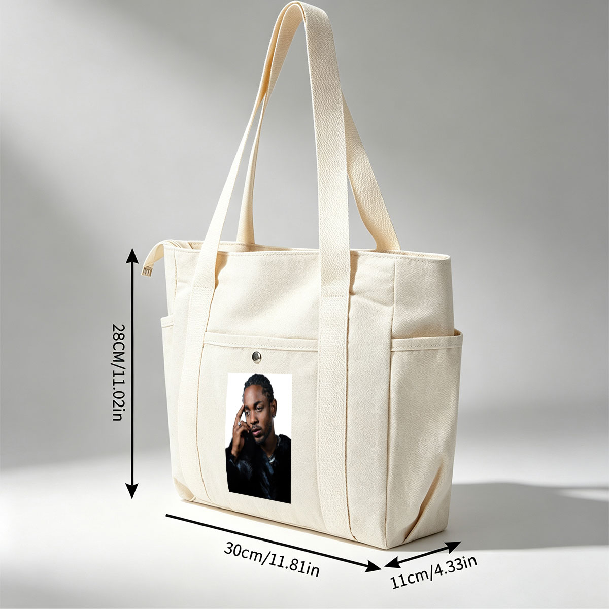 Kendrick Lamar in a Stylish Pose Wearing a Black Fur Coat and Silver Jewelry - Multi-pocket bags