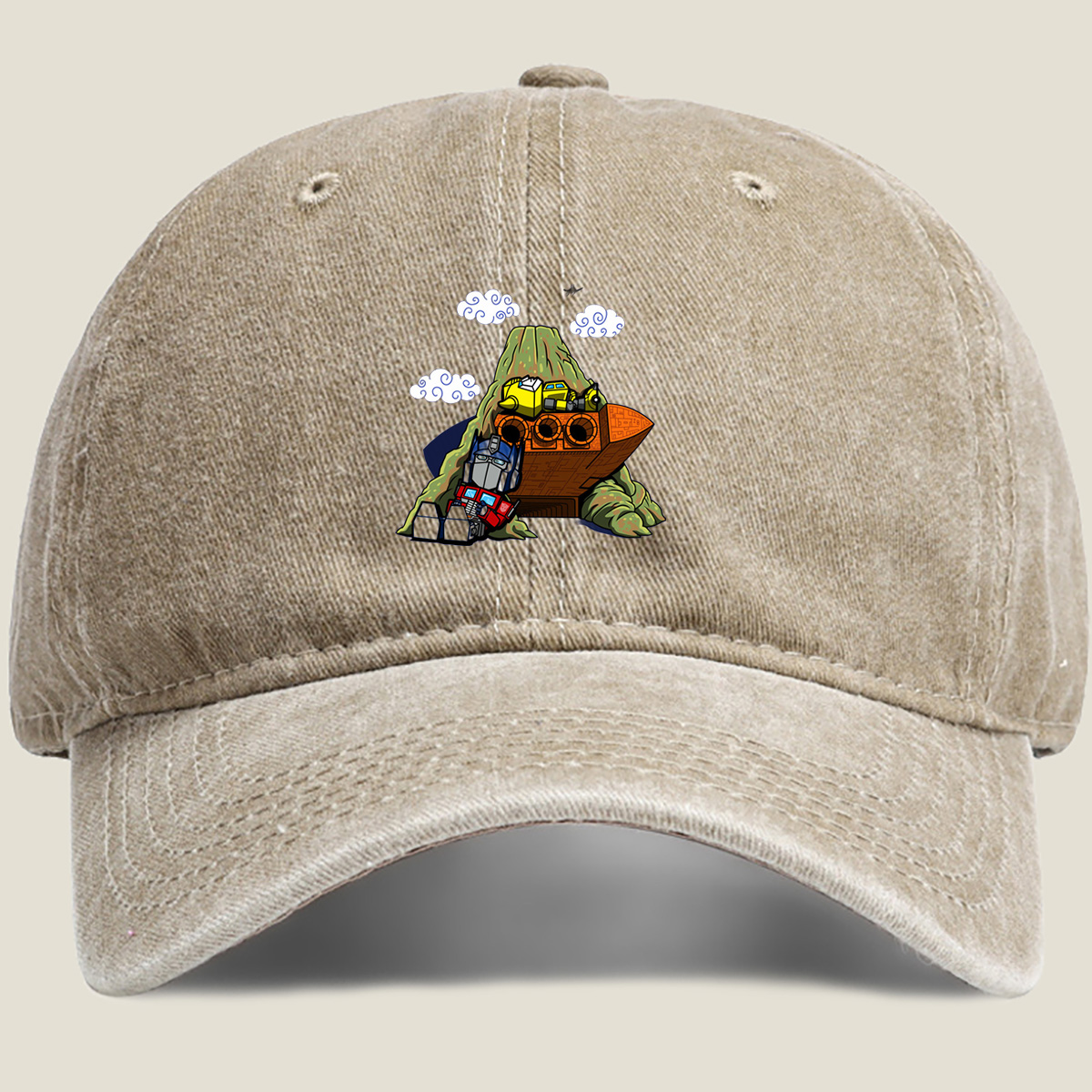 Transformers: Optimus Prime and Bumblebee at the Ark - Washed Denim - Baseball Cap