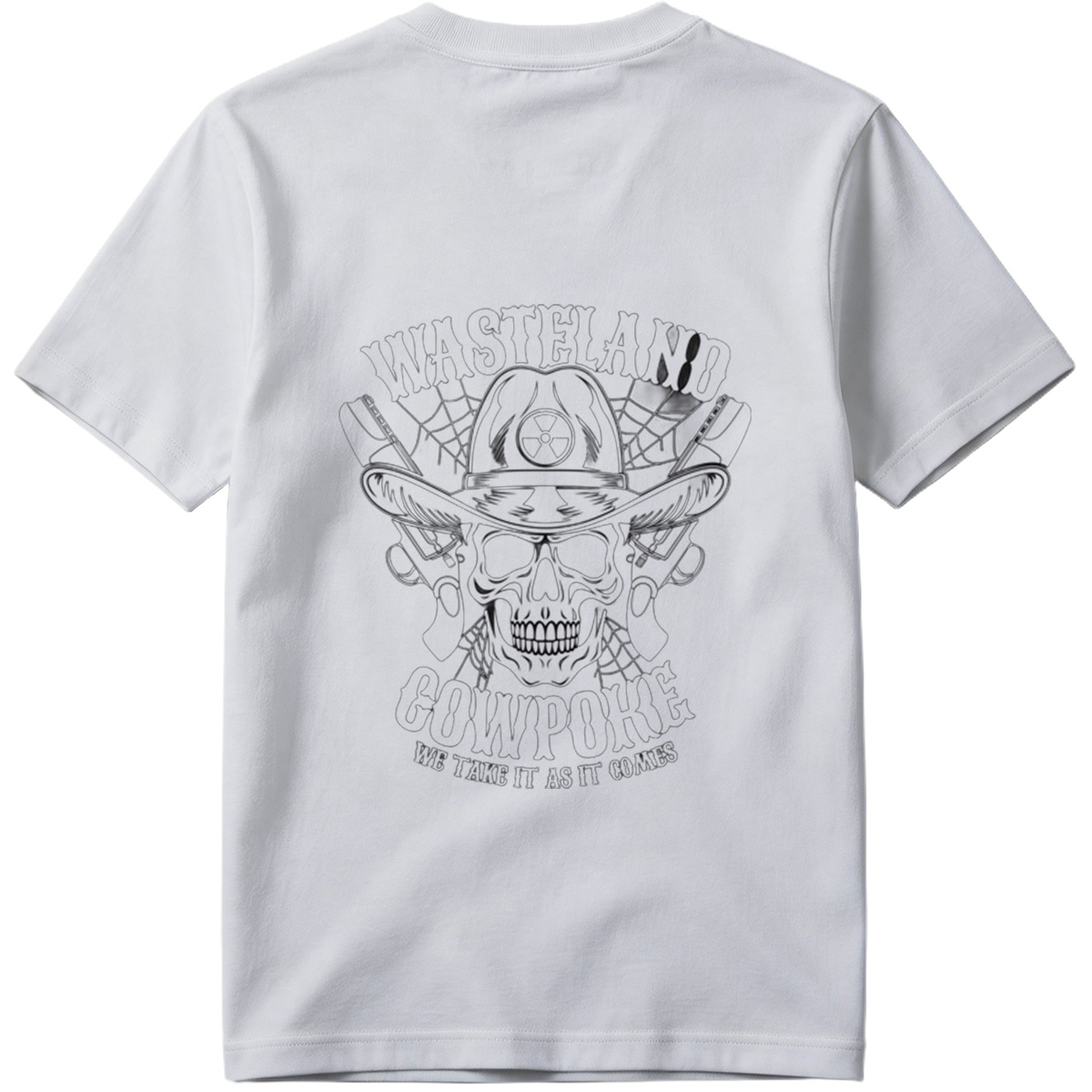 Wasteland Cowpoke: Skull with Cowboy Hat and Revolvers - Tee