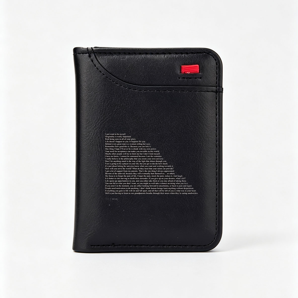 Jim Carrey Inspirational Quotes on Life, Originality, and Self-Belief - Vertical Style Wallet
