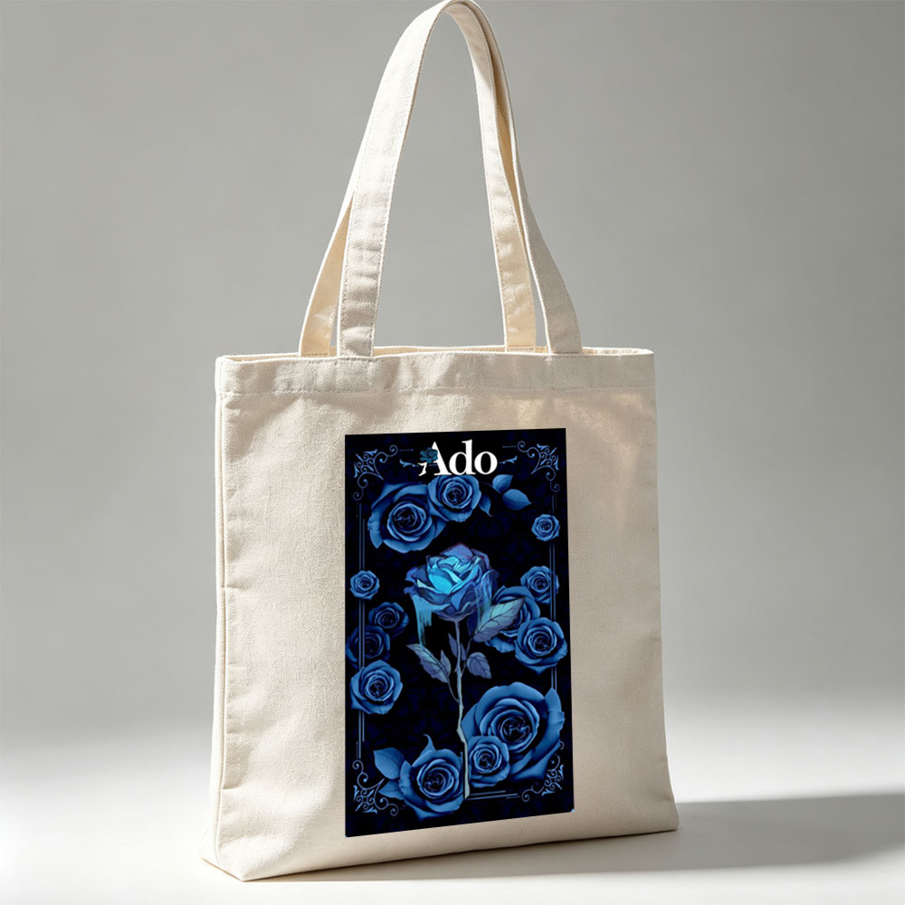 Ado Dark Blue Roses Artistic Floral Design - Canvas tote bags
