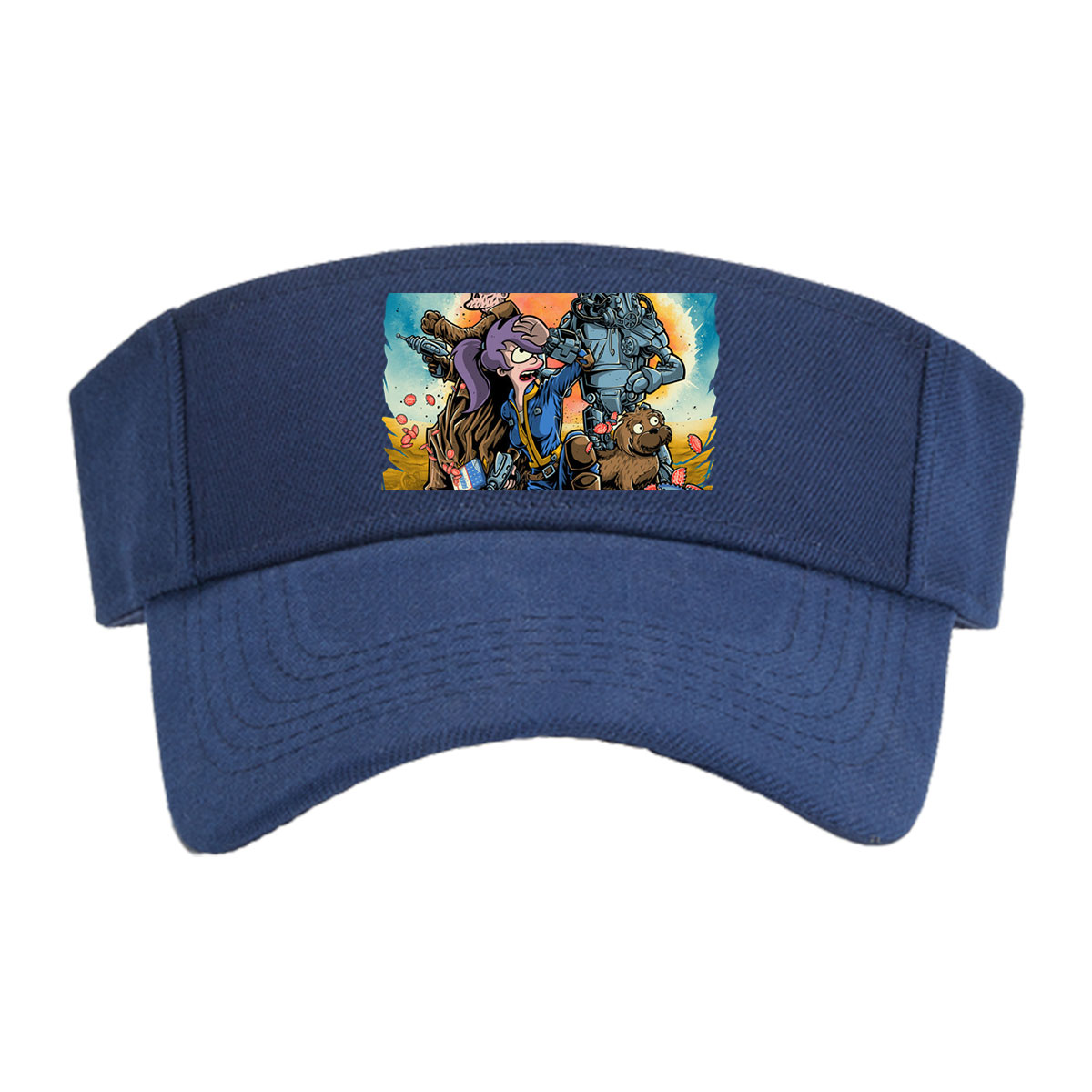 Fallout Characters: Vault Dweller, Robo-Soldier, Dogmeat, and Cowboy in Post-Apocalyptic Scene -  Visor cap