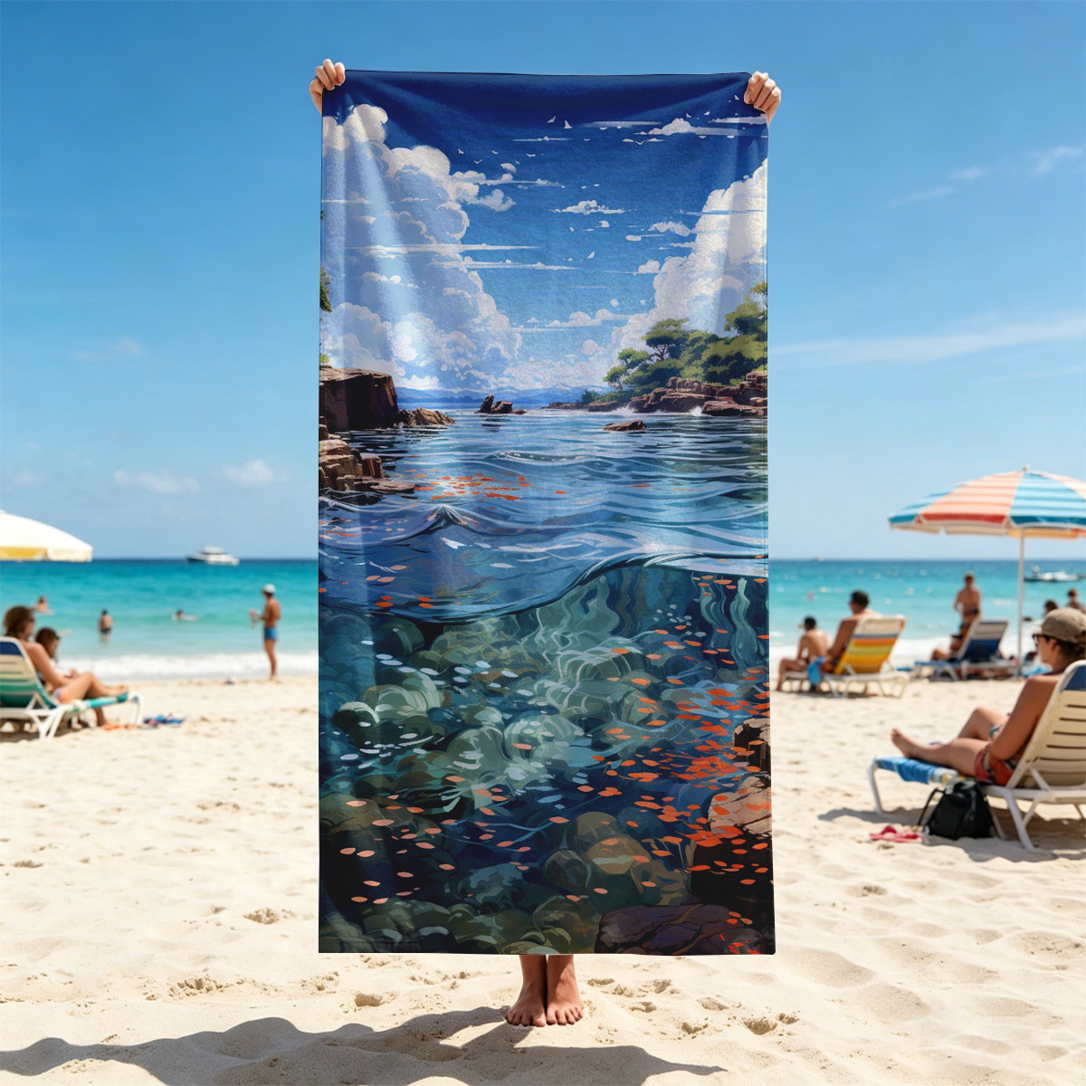 Crystal Clear Waters and Sky Reflections - Beach towels