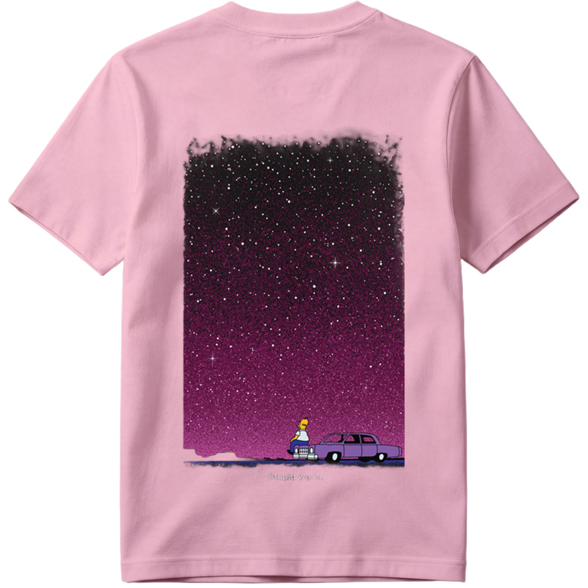 Homer Simpson Stares at the Stars in a Purple Sky - Tee