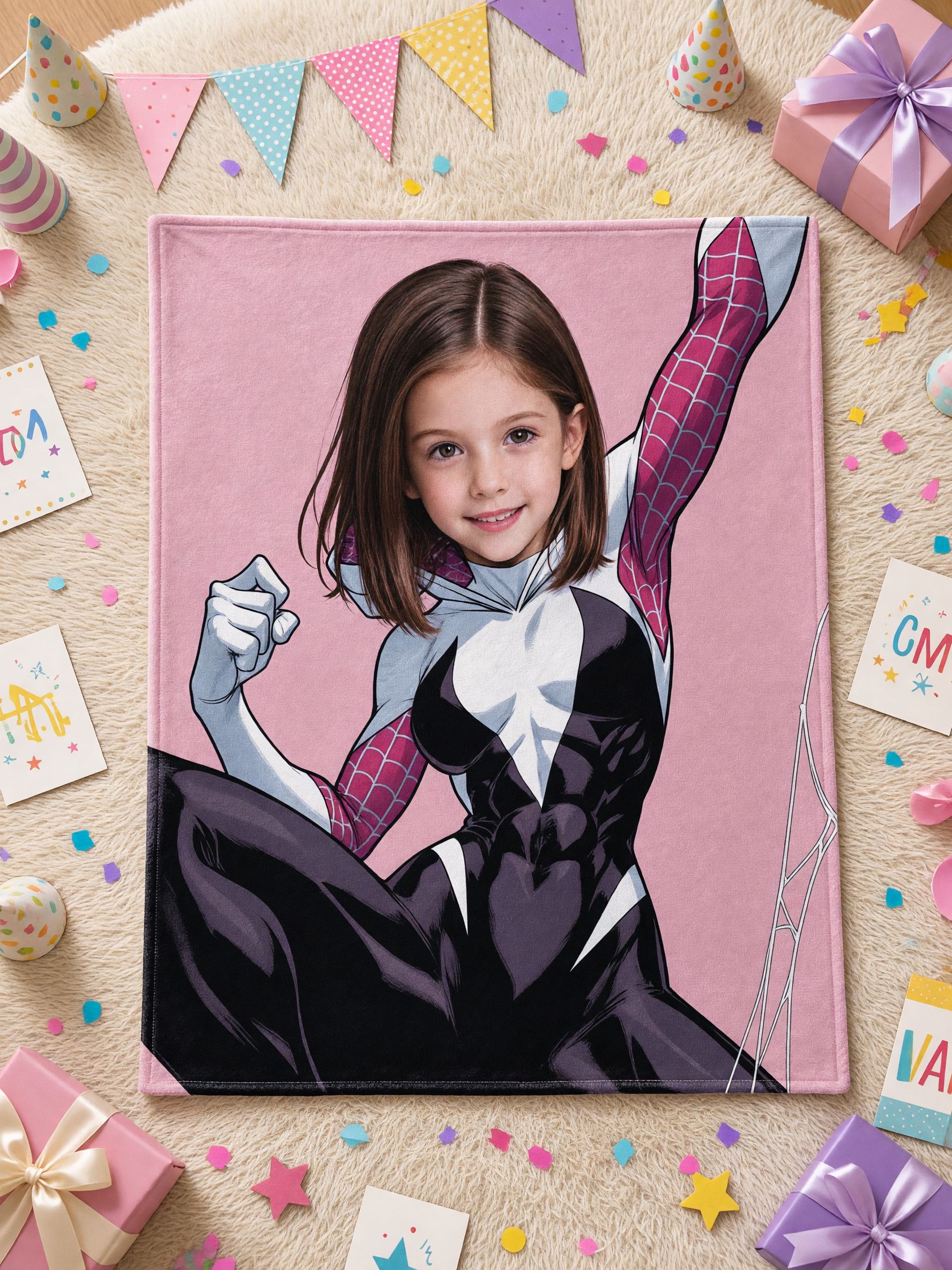 Custom Face Photo Blanket Personalized Superhero Flannel Fleece Throw Soft Anti-Pilling Cover Ideal Personalized Gift