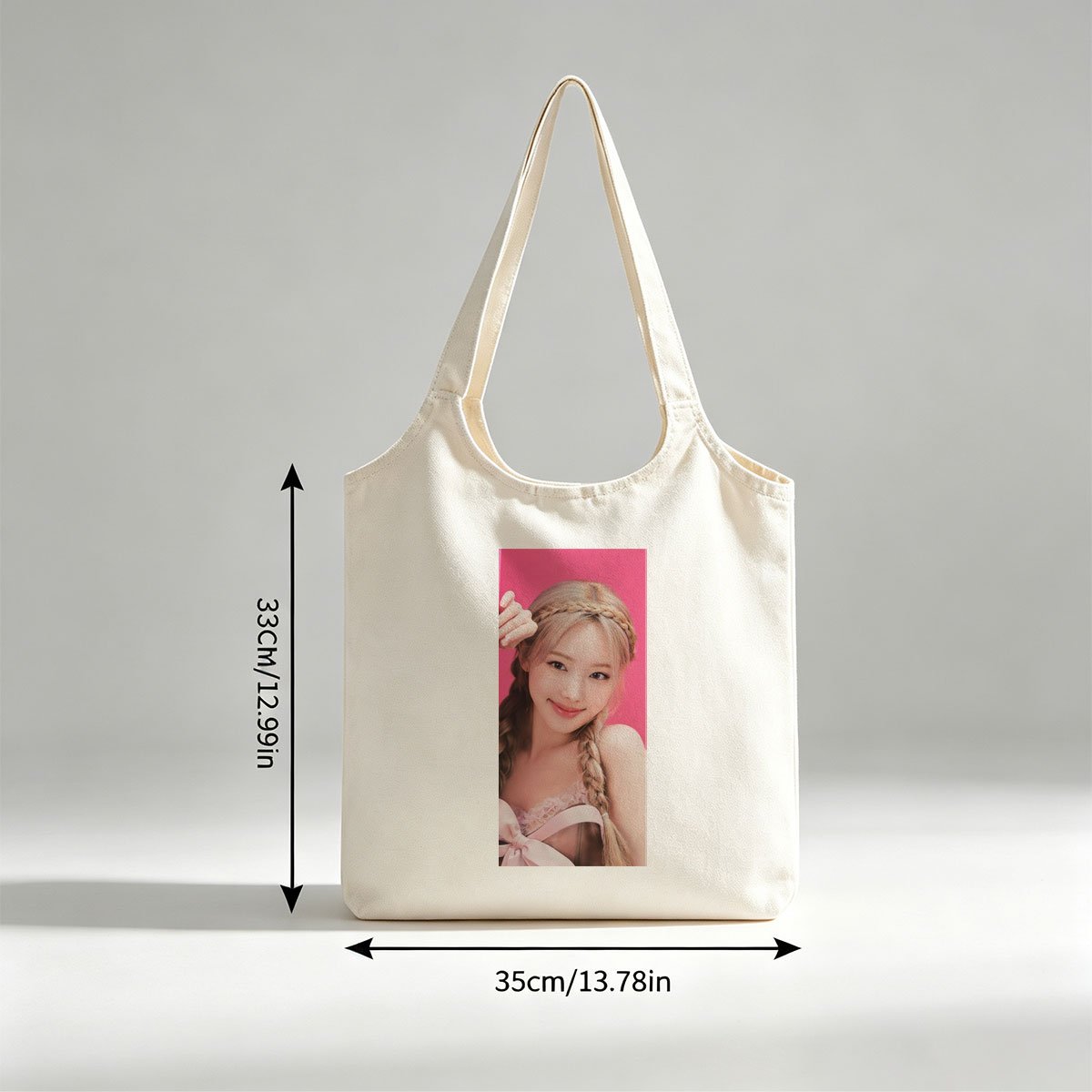 LISA from BLACKPINK in a Sweet Pink Outfit with Braided Hair and Soft Smile - Canvas shoulder bags/