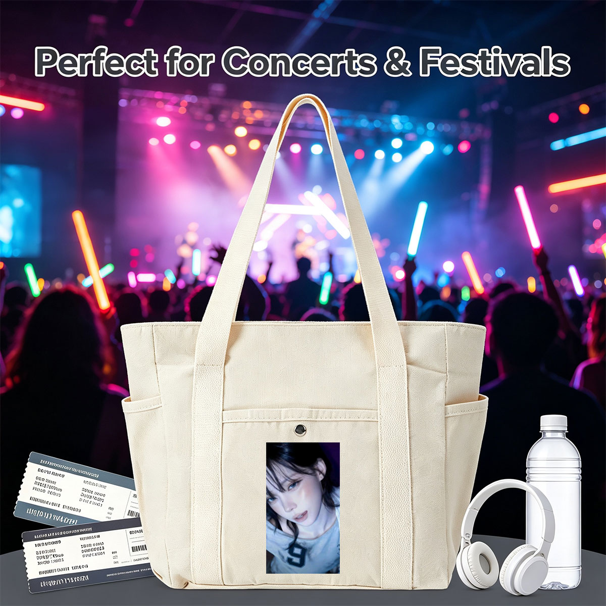 Kim Ji-min in a Close-Up Portrait Wearing a Gray T-Shirt with Number 9 - Multi-pocket bags