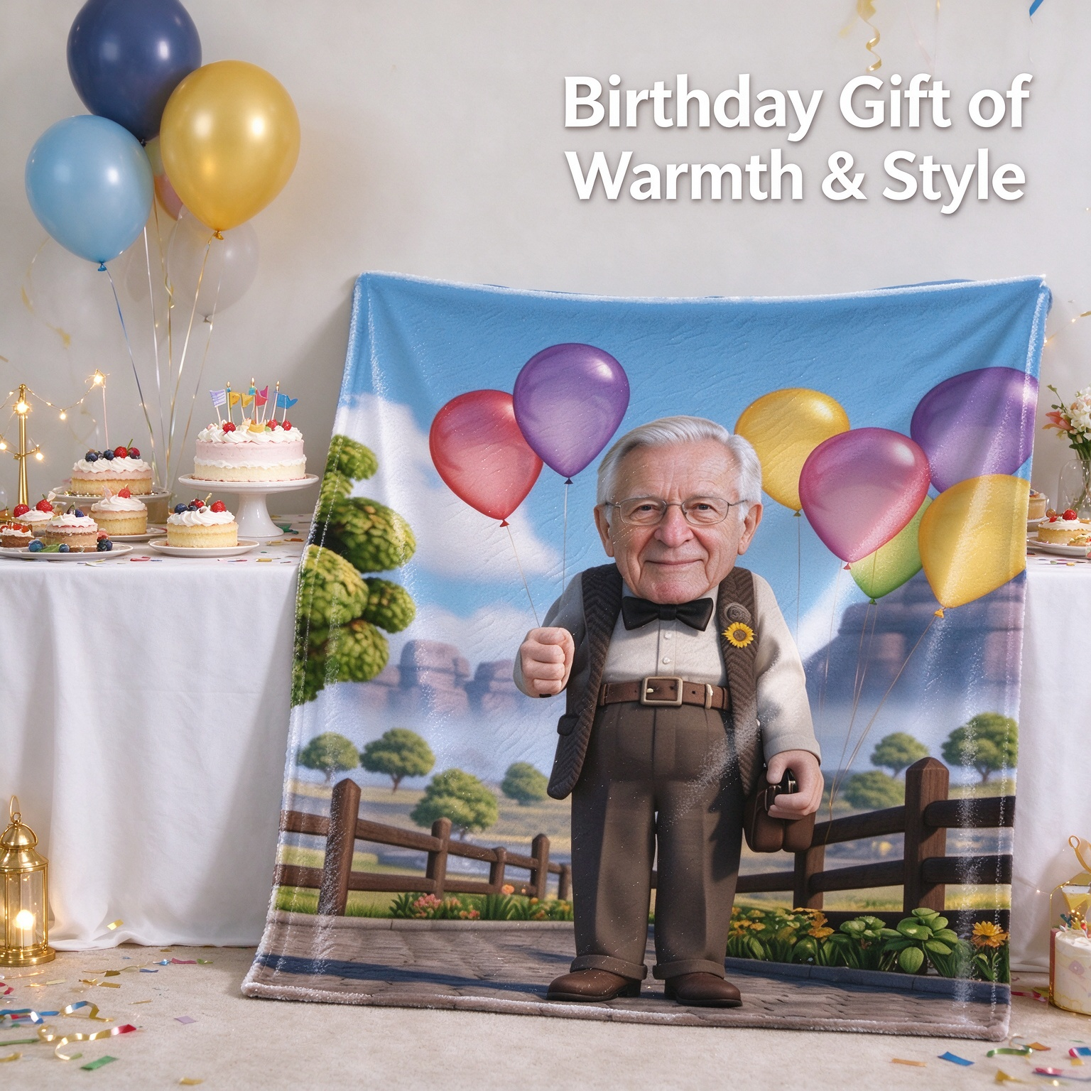 Custom Face Photo Blanket Personalized Cartoon Flannel Fleece Throw, Cozy Keepsake Gift for Bed Sofa and Travel
