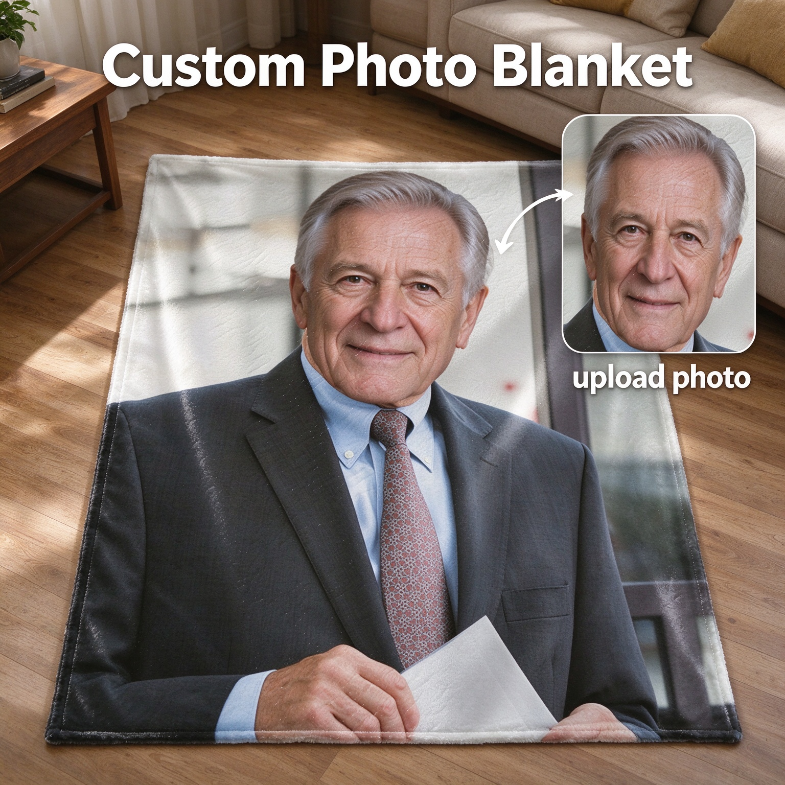 Personalized Custom Photo Blanket Ultra Soft Flannel Portrait Throw Ideal Customized Keepsake Gift for Bed and Couch
