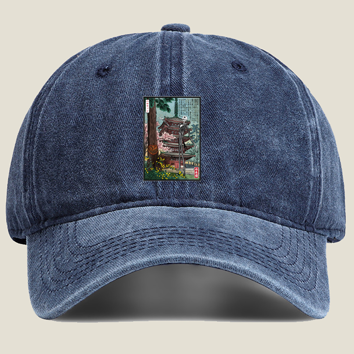 Jack Skellington in Japan - Washed Denim - Baseball Cap