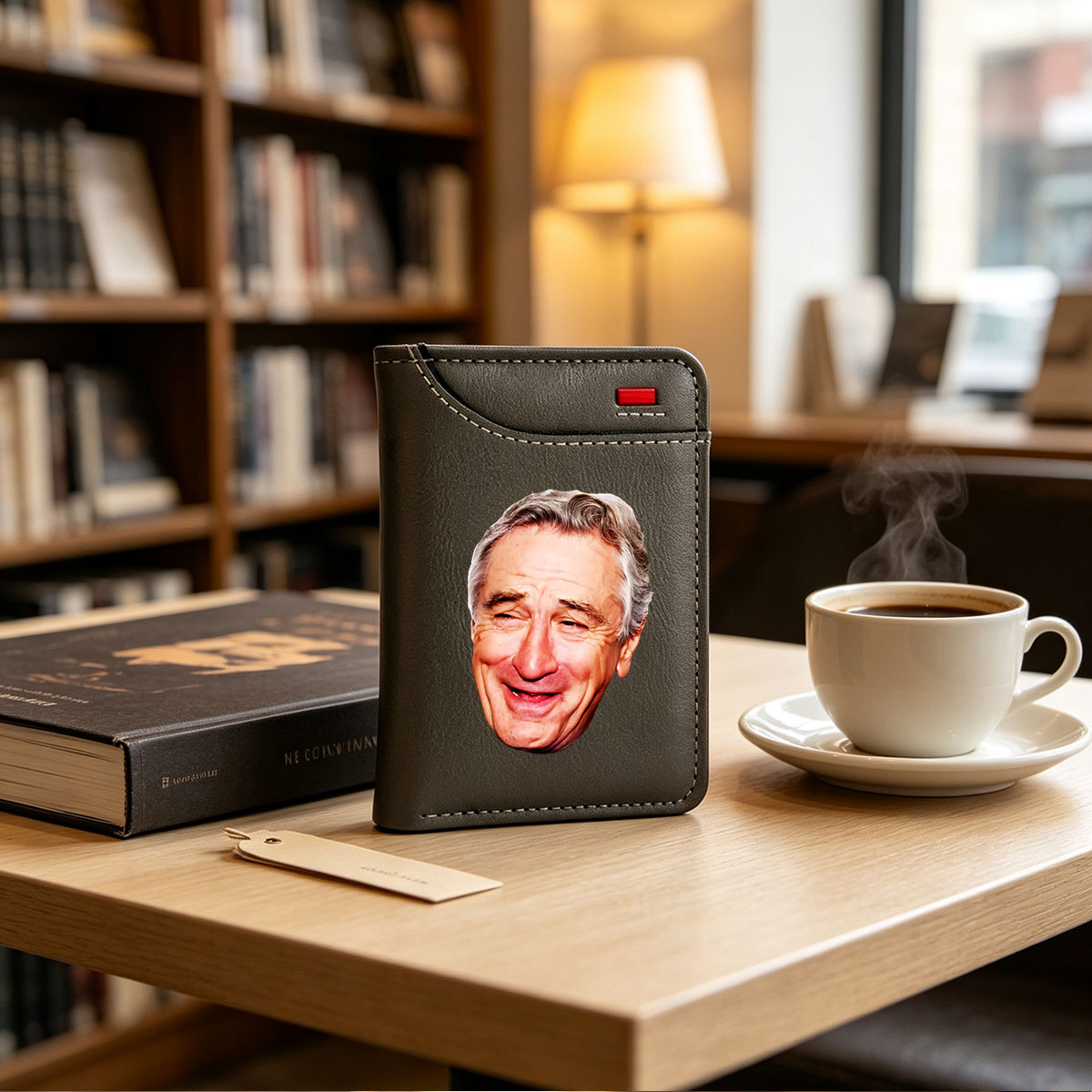 Robert De Niro Smiling Close-Up Portrait - Vertical Style Wallet