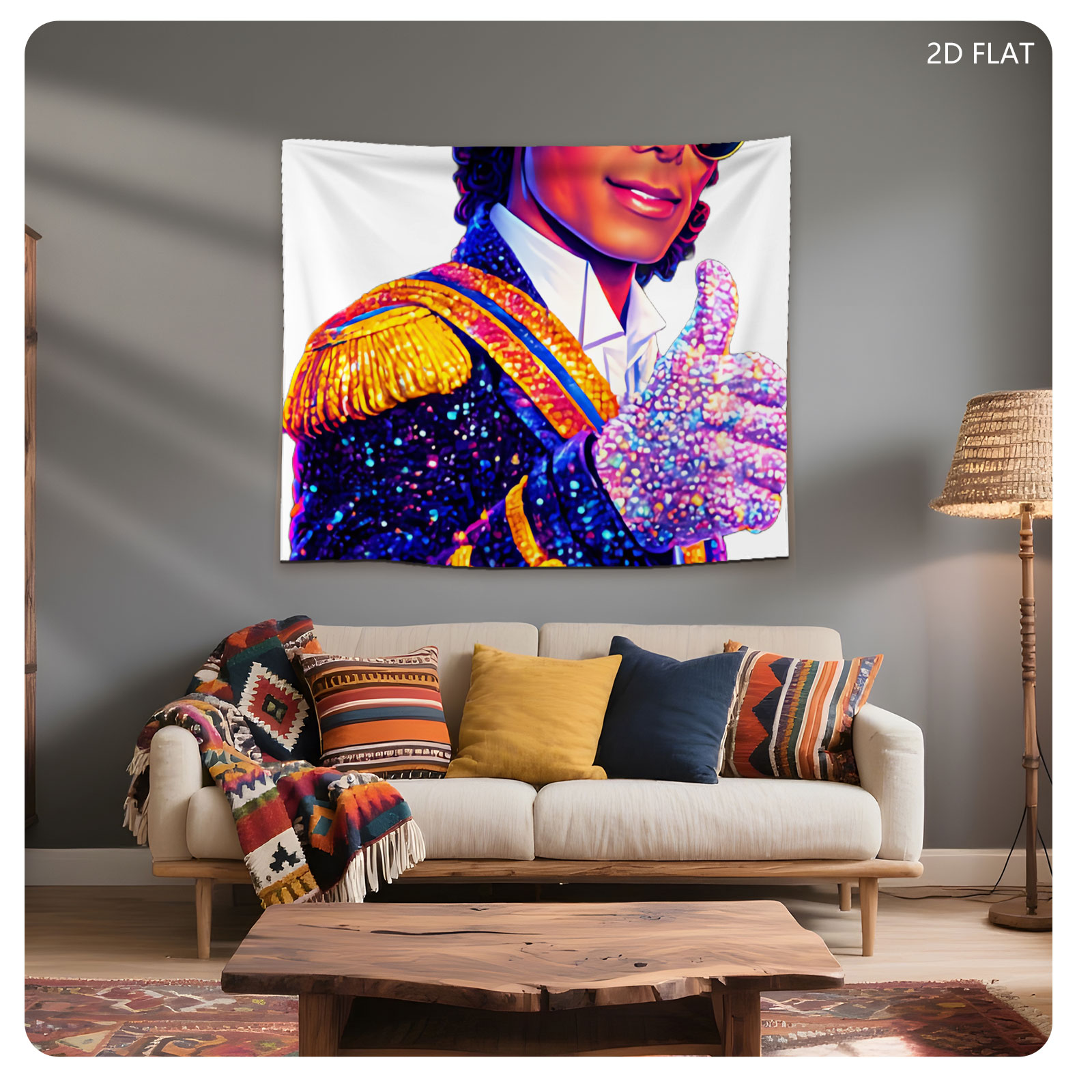 Michael Jackson in Iconic Military Jacket and Sunglasses, Giving a Thumb-Up Gesture - Tapestry