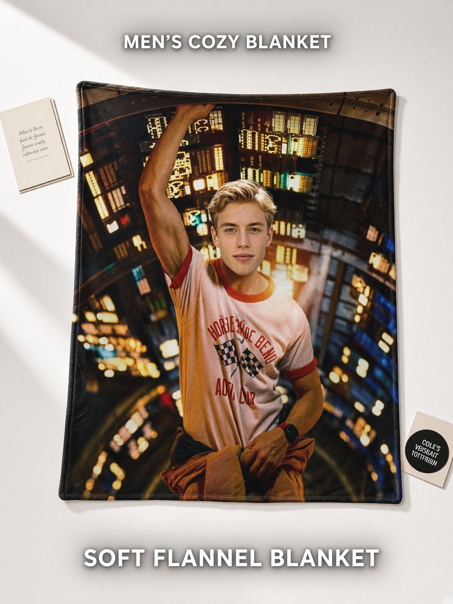 Custom Photo Blanket Personalized Face Portrait Throw Ultra Soft Flannel Fleece Bed Couch Keepsake Gift for Family
