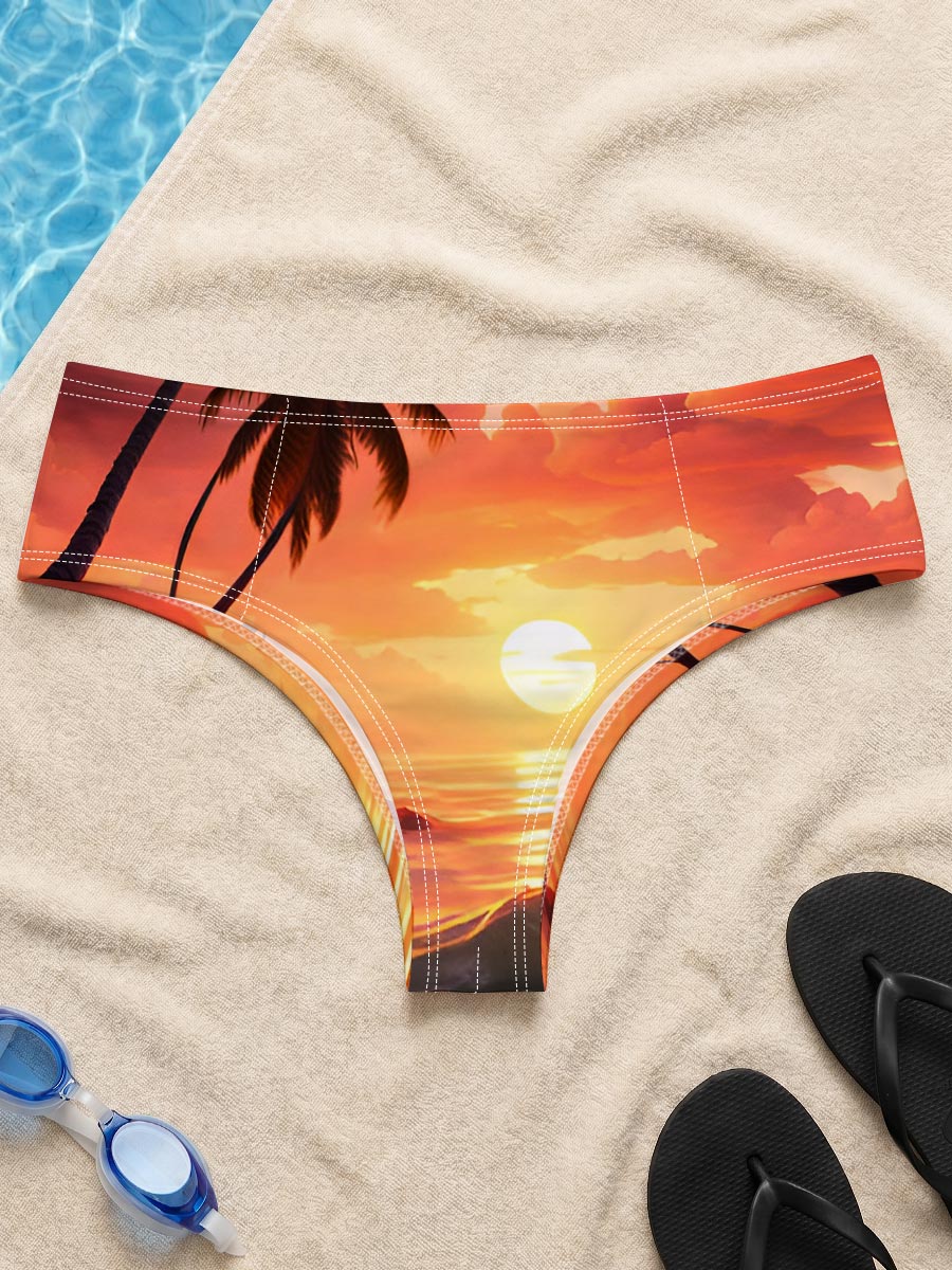 Tropical Sunset Beach with Palm Trees and Golden Waves -  Men's swim trunks