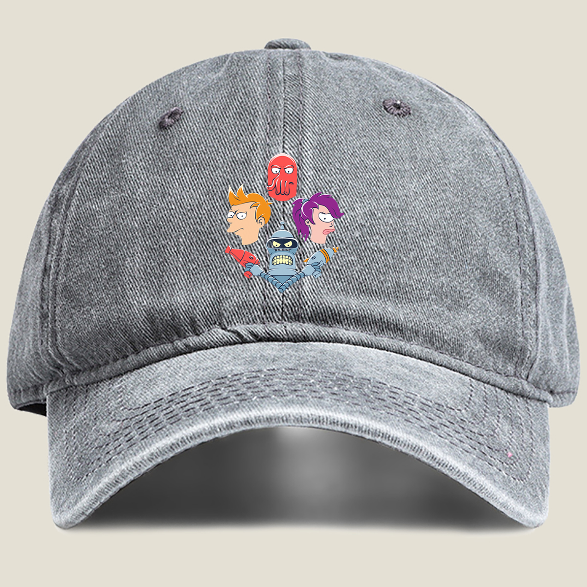 Futurama: Fry, Leela, Bender, and Zoidberg - Washed Denim - Baseball Cap