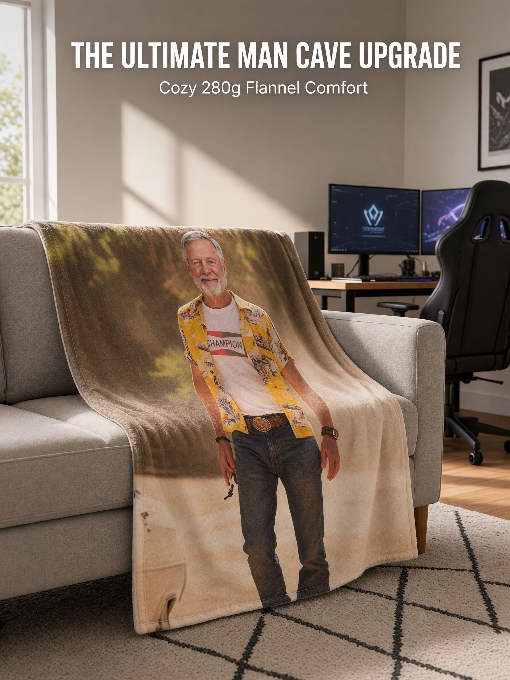 Custom Photo Blanket Personalized Portrait Flannel Throw Soft Cozy Picture Bed Blanket Ideal Gift