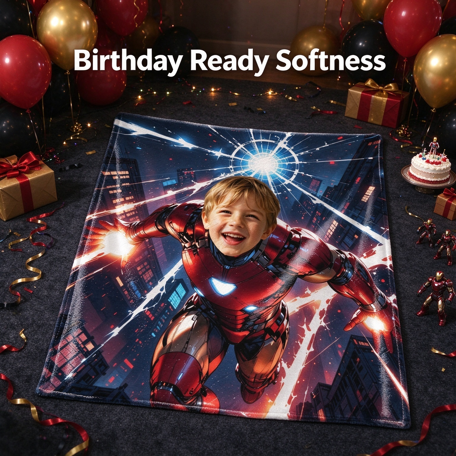 Custom Face Superhero Blanket, Personalized Photo Soft Flannel Fleece Throw, Ideal Cozy Gift for Kids and Family