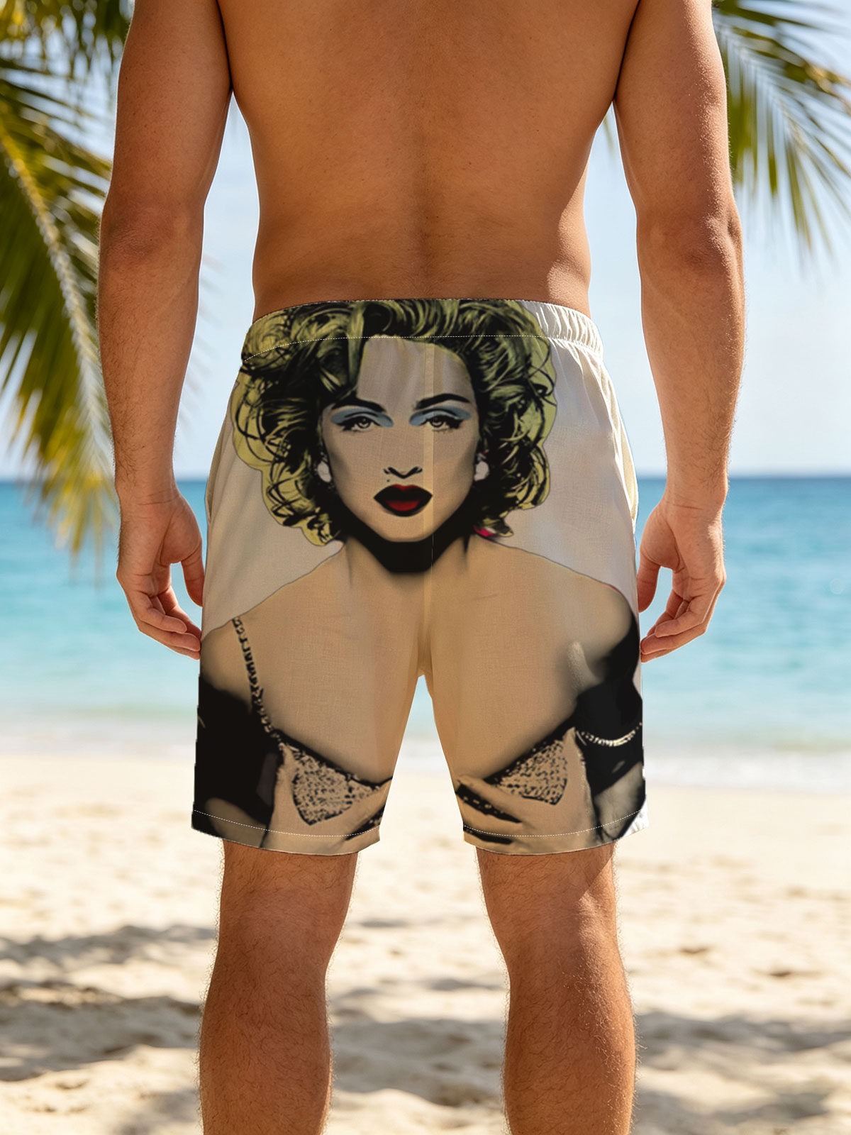 Marilyn Monroe in a Glamorous Pose with Bold Makeup and Iconic Hairstyle -  Beach shorts