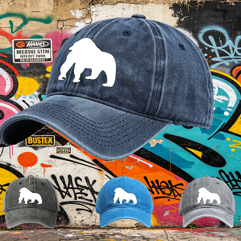 Unisex Classic Washed Cap with Lion Silhouette Print + Unisex Classic Washed Cap for Outdoor Activities, Travel, and Casual Wear + Ideal for Adults Seeking Stylish and Comfortable Headwear