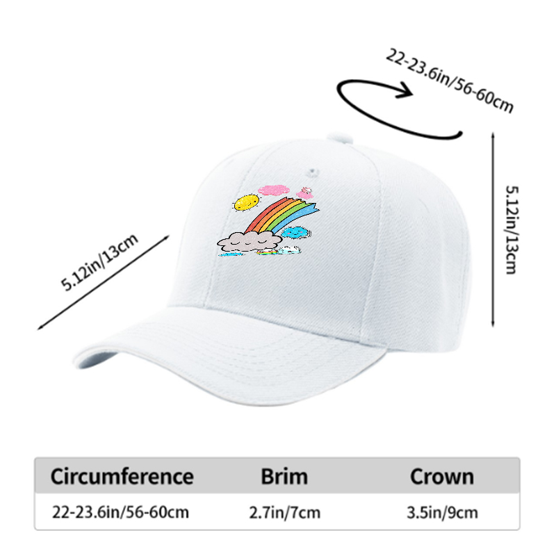 Unisex Classic Sandwich Hat with Rainbow Clouds and Sparkle Design | Perfect for Outdoor Activities, Beach, Travel, and Daily Wear | Ideal for Adults and Teens Seeking Fun, Lightweight, Fashionable Sun Protection Cap