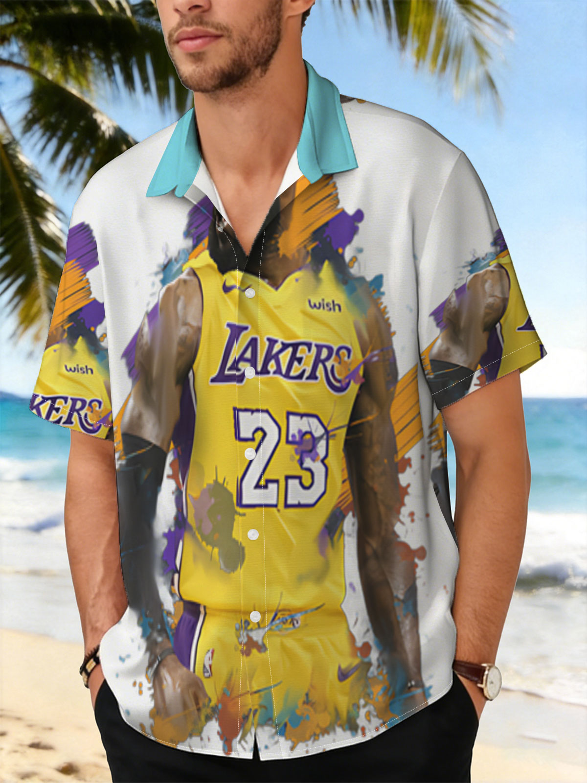 LeBron James in Lakers Jersey, Number 23, Dynamic Artwork -  Shirt